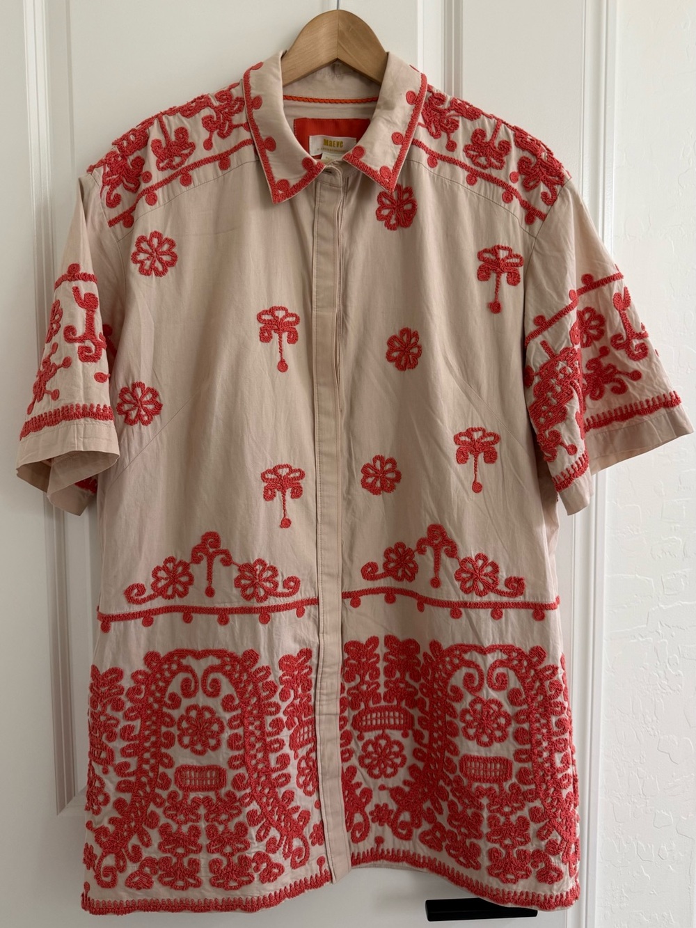 Anthropologie Maeve heavily embroidered shirtdress pockets lined - Picture 6 of 13